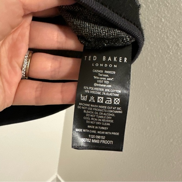 Ted Baker Footi Plaid Soft Knit Zip Up Sweater Jacket Black Gray Size 5, XL Men - Picture 8 of 8